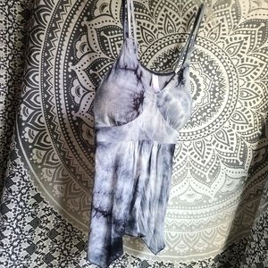 Babydoll Hanky Hem Empire Waist Crossed Strap Tank